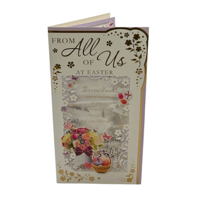 From All Of Us Flower Vase And Eggs Design Easter Card from B&Q