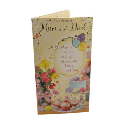 To Special Mum And Dad Cupcake And Eggs Design Easter Card from B&Q