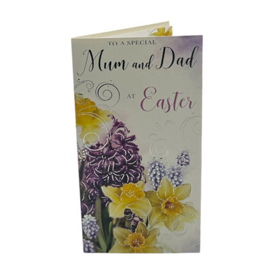 Mum And Dad Lilac And Daffodils Flowers Design Easter Card from B&Q