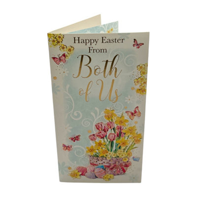 From Both Of Us Basket Of Flowers And Eggs Design Easter Card from B&Q