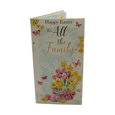 To All The Family Basket Of Flowers And Eggs Design Easter Card from B&Q