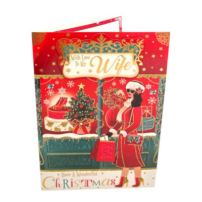 For A Special Wife Beautiful Lady With Bags Design Christmas Card from B&Q
