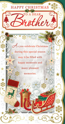  - To A Dear Brother Shock And Sleigh With Presents Design Christmas Card