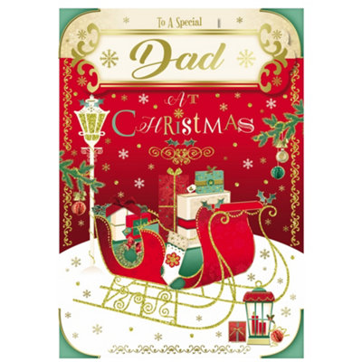 To A Special Dad Sleigh With Gifts Design Christmas Card from B&Q