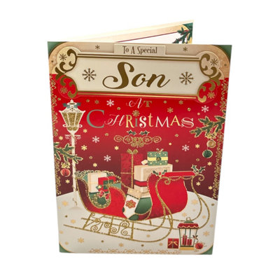 To A Special Son Sleigh With Gifts Design Christmas Card from B&Q