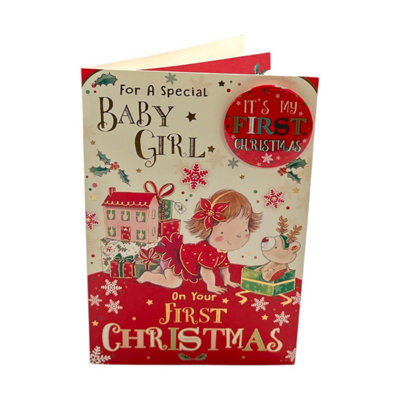  - For A Special Baby Girl First Christmas With Badge Card