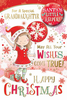 For A Special Granddaughter Santa's Little Helper Christmas Card from B&Q