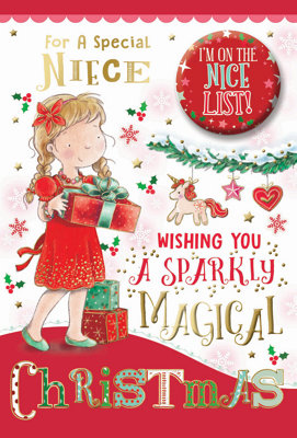 For A Special Niece Sparkly Magical Christmas Card from B&Q
