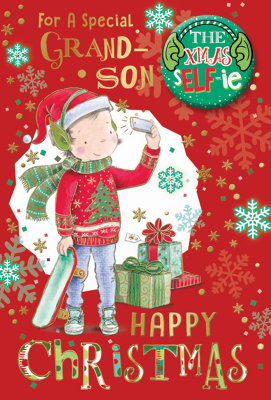 For A Special Grandson Selfie Design Christmas Card from B&Q