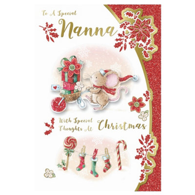  - To A Special Nanna Mouse With Gift Backet Design Christmas Card