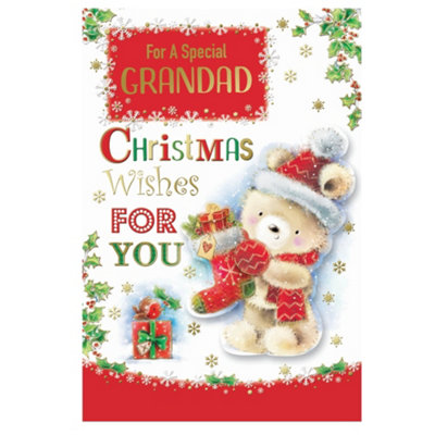 For A Special Grandad Teddy With Stocking Design Christmas Card from B&Q