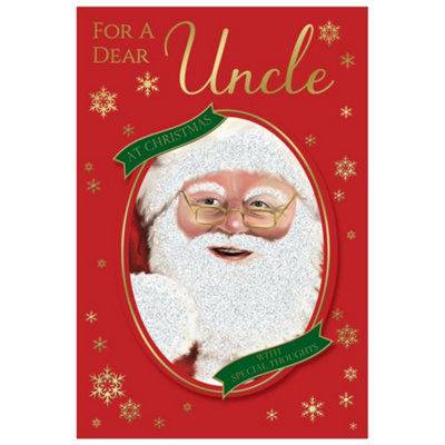 - For A Dear Uncle Glitter Finished Santa Design Christmas Card