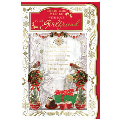 With Love To My Girlfriend Best Wishes Classic Design Christmas Card from B&Q
