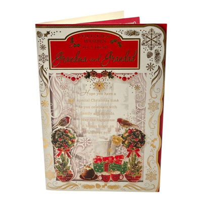 To A Dear Grandma And Grandad Best Wishes Classic Design Christmas Card from B&Q