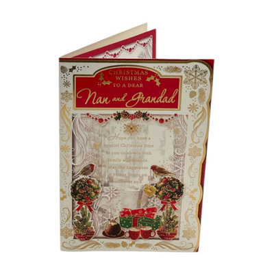 To A Dear Nan And Grandad Best Wishes Classic Design Christmas Card from B&Q