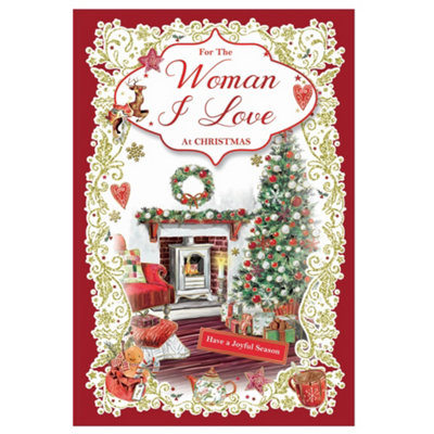 For The Woman I Love Joyful Season Wishes Christmas Card from B&Q