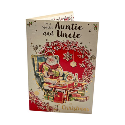 Santa Reading Book Design To Special Auntie And Uncle Christmas Card from B&Q