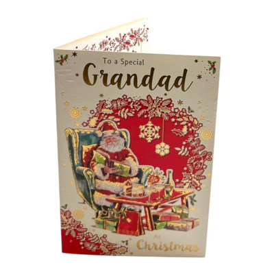 Santa Reading Book Design To A Special Grandad Christmas Card from B&Q