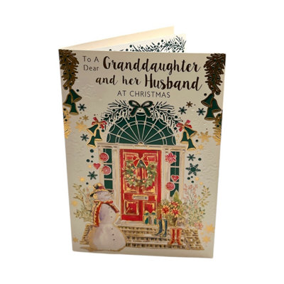  - Festive Door Design To Granddaughter And Her Husband Christmas Card