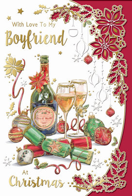 With Love To My Boyfriend Gold Foil Finished Christmas Card from B&Q