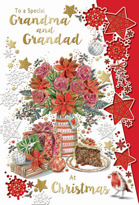 To A Special Grandma And Grandad Stack Of Gifts Design Christmas Card from B&Q