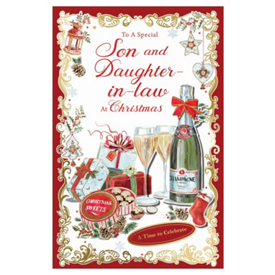  - To A Special Son And Daughter In Law Elegant Christmas Celebration Card
