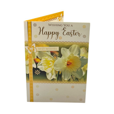 Wishing You A Happy Easter White Daffodil Flowers Design Card from B&Q