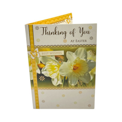 Thinking Of You White Daffodil Flowers Design Easter Card from B&Q
