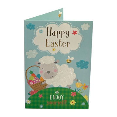 Cute Lamb With Eggs Design Open Easter Card from B&Q