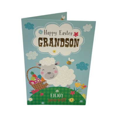 For Grandson Cute Lamb With Eggs Design Easter Card from B&Q