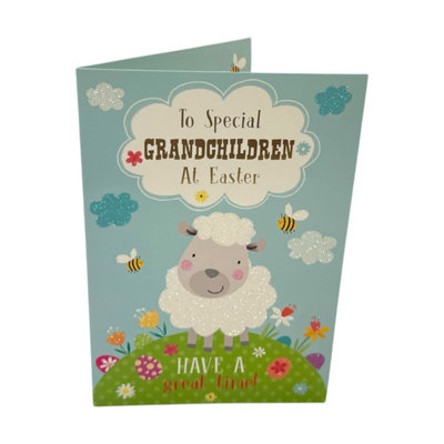 To Special Grandchildren Cute Lamb With Bees Design Easter Card from B&Q