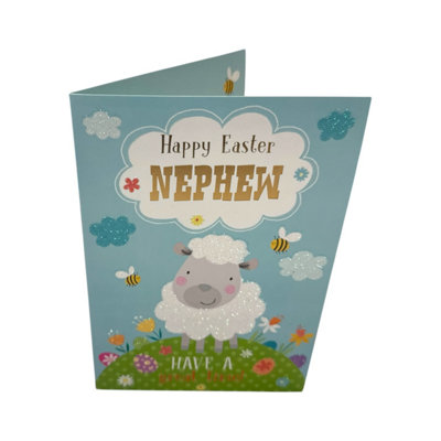 For Nephew Cute Lamb With Bees Design Open Easter Card from B&Q