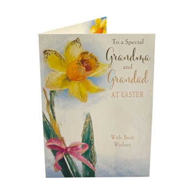 To Grandma And Grandad Beautiful Yellow Tulip Flower Design Easter Card from B&Q