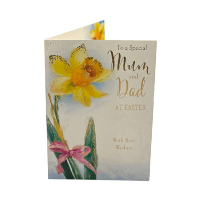To Mum And Dad Beautiful Yellow Tulip Flower Design Easter Card from B&Q