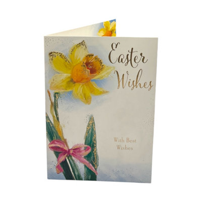 With Best Wishes Beautiful Yellow Tulip Flower Design Easter Card from B&Q
