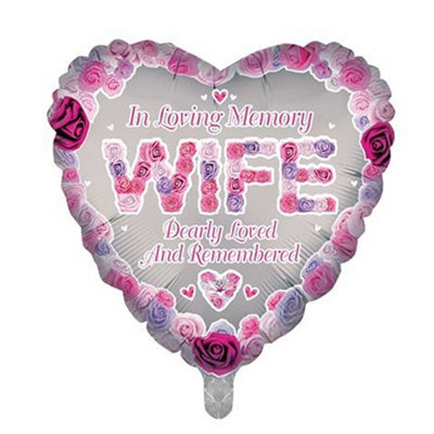 In Loving Memory Wife 18-Inch Heart Foil Balloon from B&Q