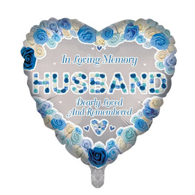 In Loving Memory Husband Blue 18-Inch Heart Foil Balloon from B&Q