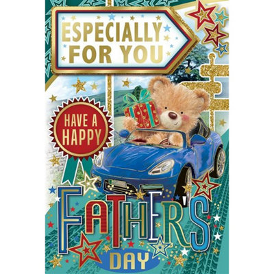 Especially For You Teddy In Blue Car Design Father's Day Card from B&Q
