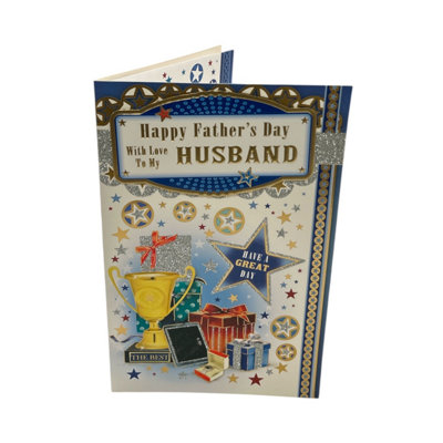 To My Husband Trophy And Gift Boxes Design Father's Day Card from B&Q