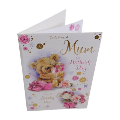 To A Special Mum Cute Teddy With Perfume Bottle Design Mother's Day Card from B&Q