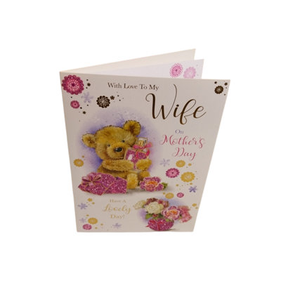To My Wife Cute Teddy With Perfume Bottle Design Mother's Day Card from B&Q