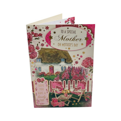 To A Special Mother Beautiful House And Pink Flowers Design Mother's Day Card from B&Q