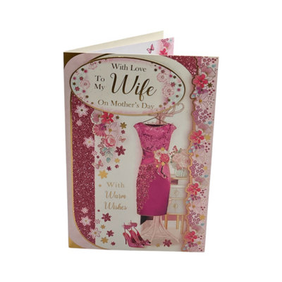 To My Wife Beautiful Pink Dress Design Mother's Day Card from B&Q