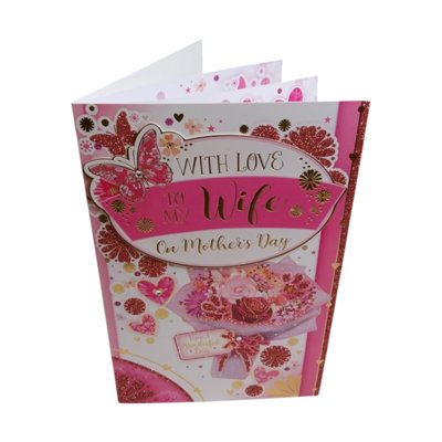 To My Wife Bouquet Of Pink Flowers Design Mother's Day Card from B&Q