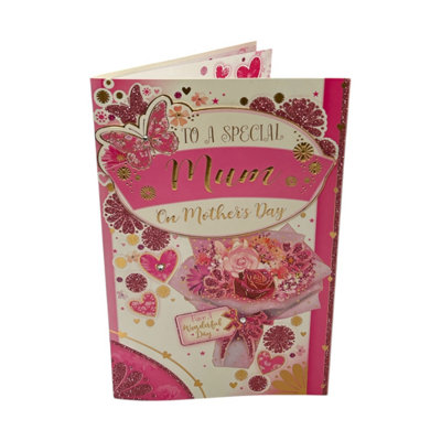  - To Mum Lovely Pink Flowers Bouquet Design Mother's Day Boxed Card