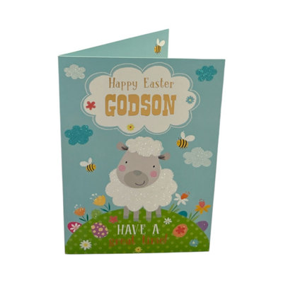 For Godson Cute Lamb With Bees Design Open Easter Card from B&Q