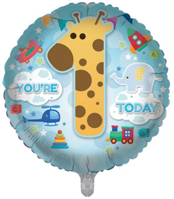 You're 1 Today Giraffe Double Sided 18-Inch Foil Balloon from B&Q