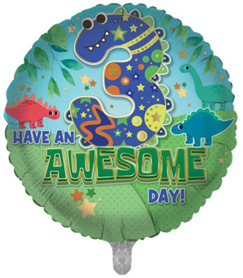 3Rd Today Boys Dino Double Sided 18-Inch Foil Balloon from B&Q