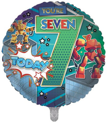 You're 7 Today Blue Boys Robot Double Sided 18-Inch Balloon from B&Q