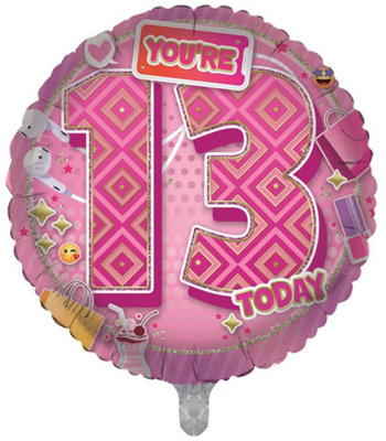 You're 13 Pink Pink Girls Balloon from B&Q